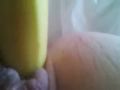 When I'm by myself at home, I enjoy stuffing a banana up my restricted cum-hole.